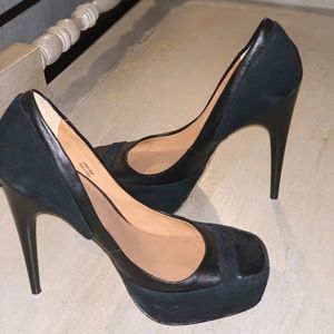 Black suede heels
